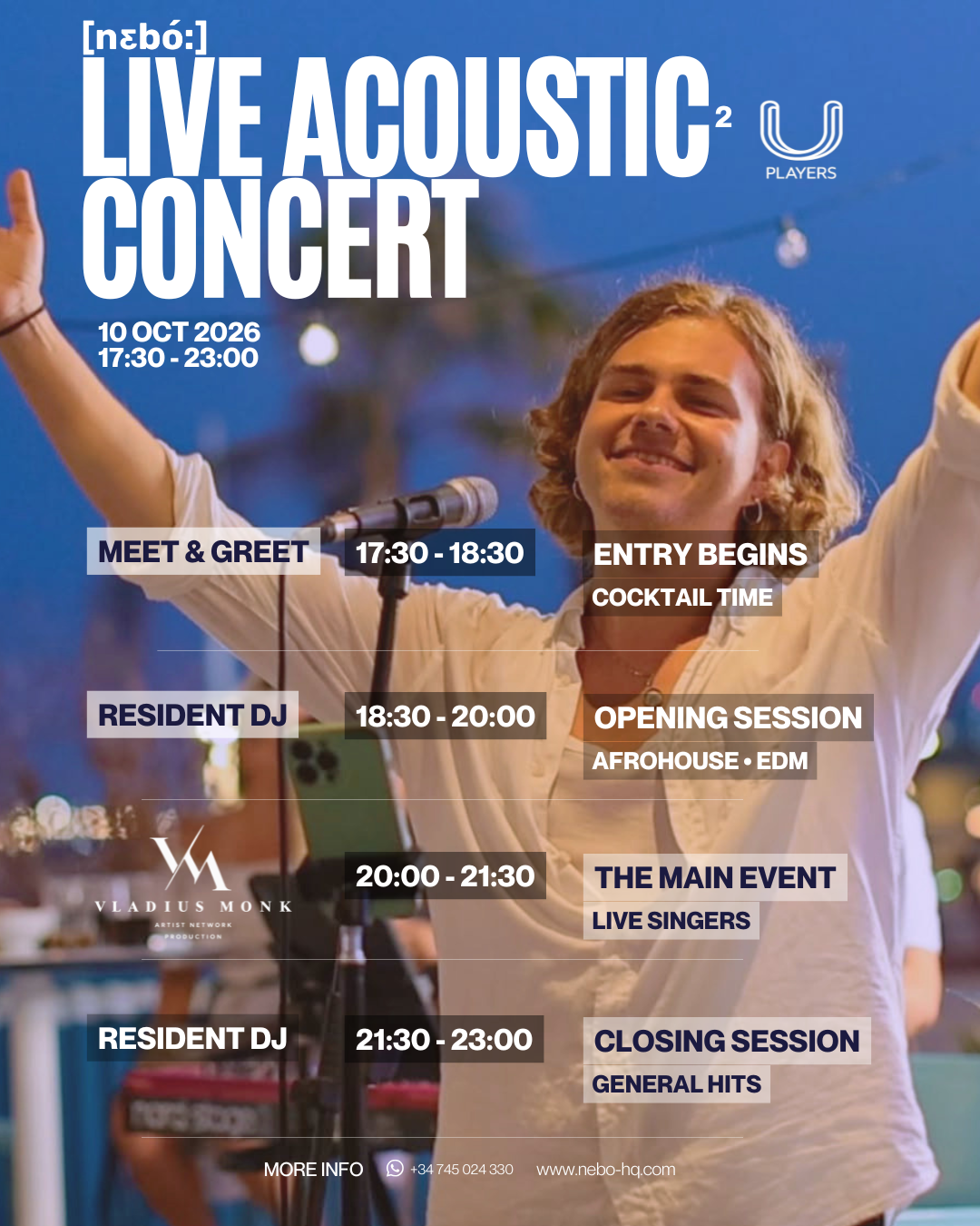 Poster for [nɛbó:] Live Acoustic Concert 2 at Simultáneo, Hotel Catalonia Barcelona Plaza, 10 October